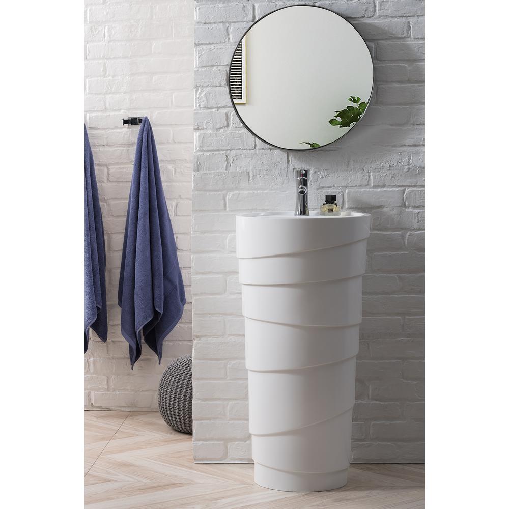 Quebec 17.5" Solid Surface Pedestal Sink, Bright White. Picture 2