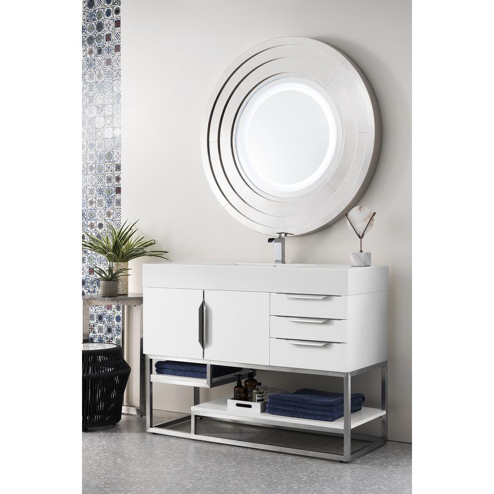 Columbia 48" Single Vanity, Glossy White, w/ Glossy White Composite Top. Picture 3