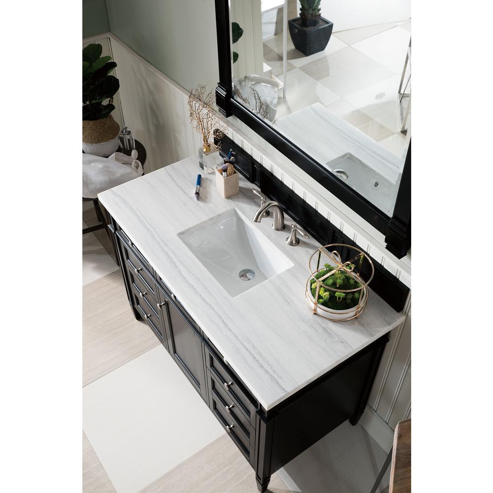 Brittany 48" Black Onyx Single Vanity w/ 3 CM Arctic Fall Solid Surface Top. Picture 3