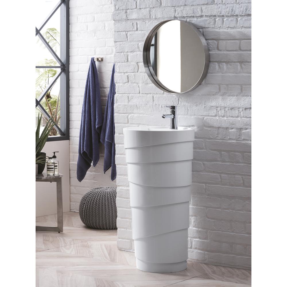 Quebec 17.5" Solid Surface Pedestal Sink, Bright White. Picture 3