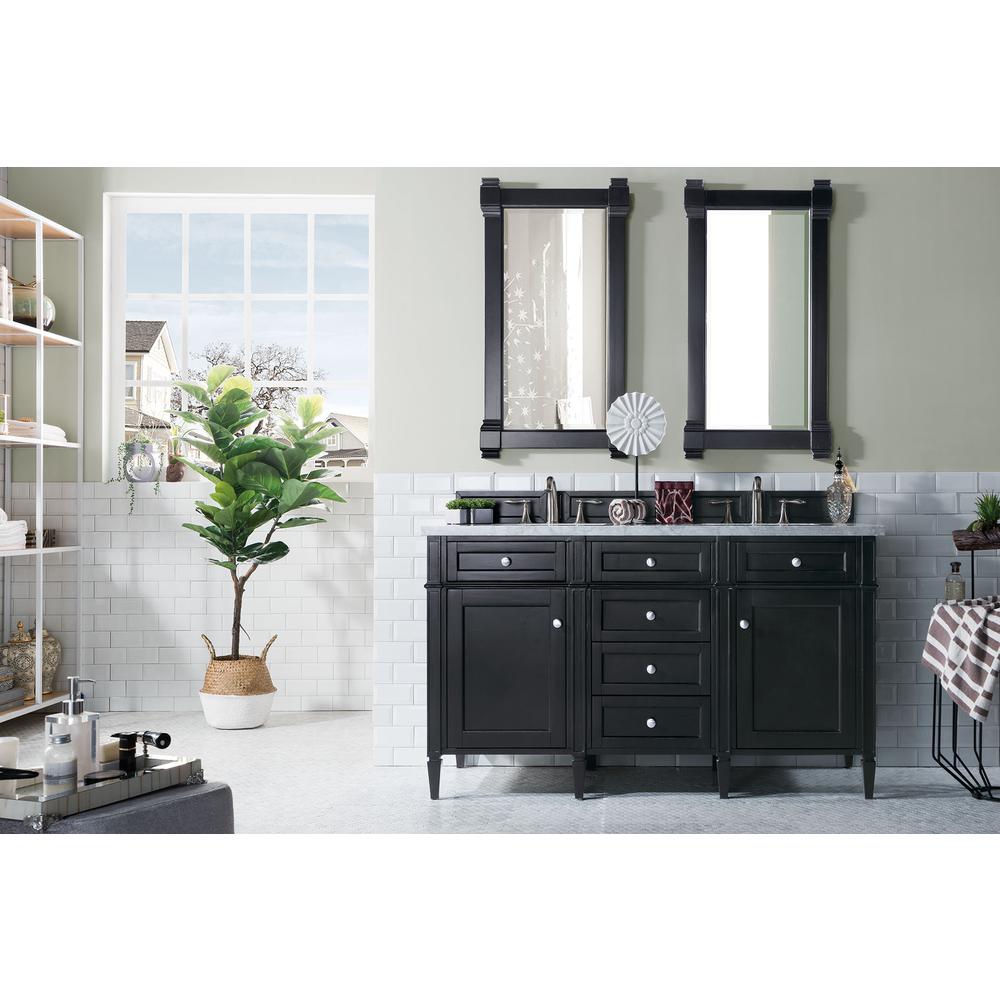 Brittany 60" Black Onyx Double Vanity w/ 3 CM Carrara Marble Top. Picture 2
