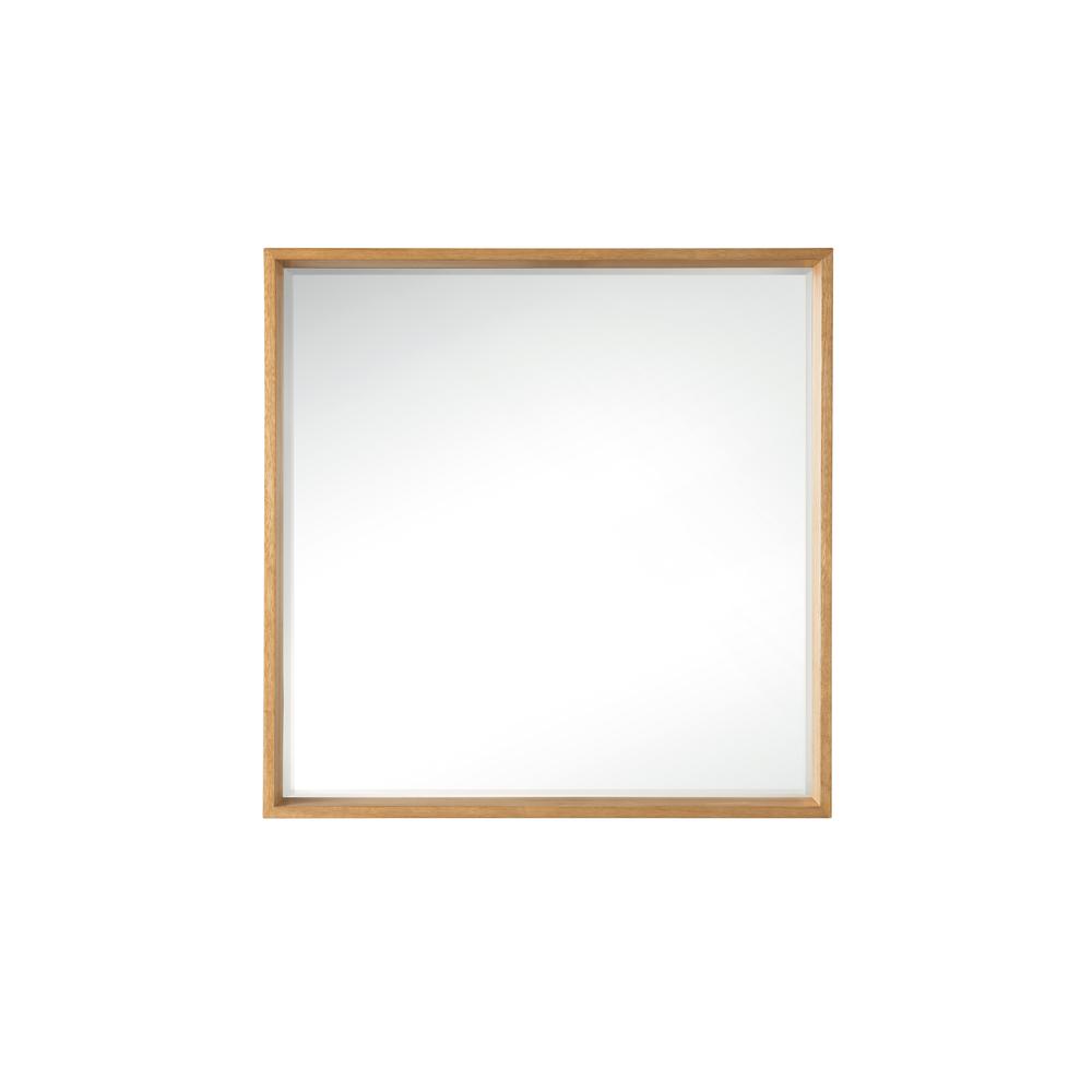 Milan 35.4" Square Cube Mirror, Natural Ash. Picture 1