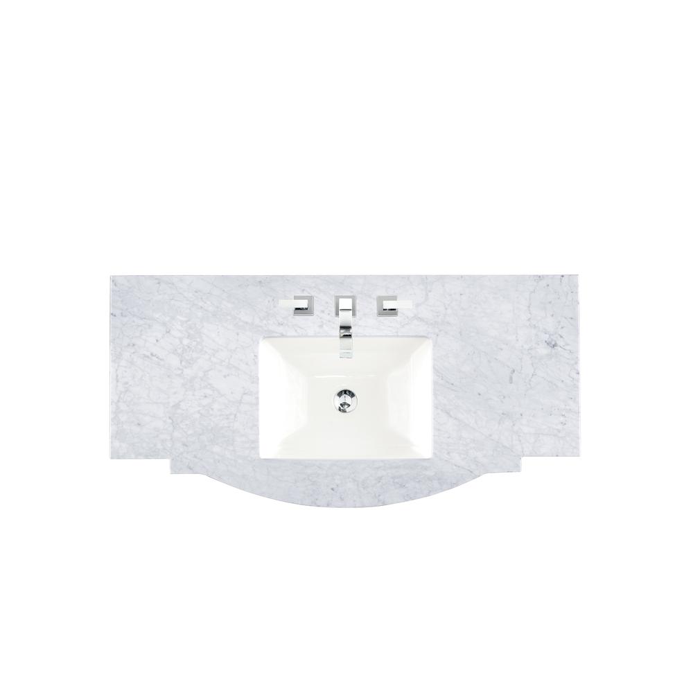 46" Single 3 CM Top, Carrara White w/ Sink. Picture 1