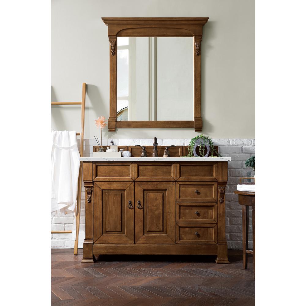 Brookfield 48" Single Vanity, Country Oak w/ 3 CM Ethereal Noctis Quartz Top. Picture 2
