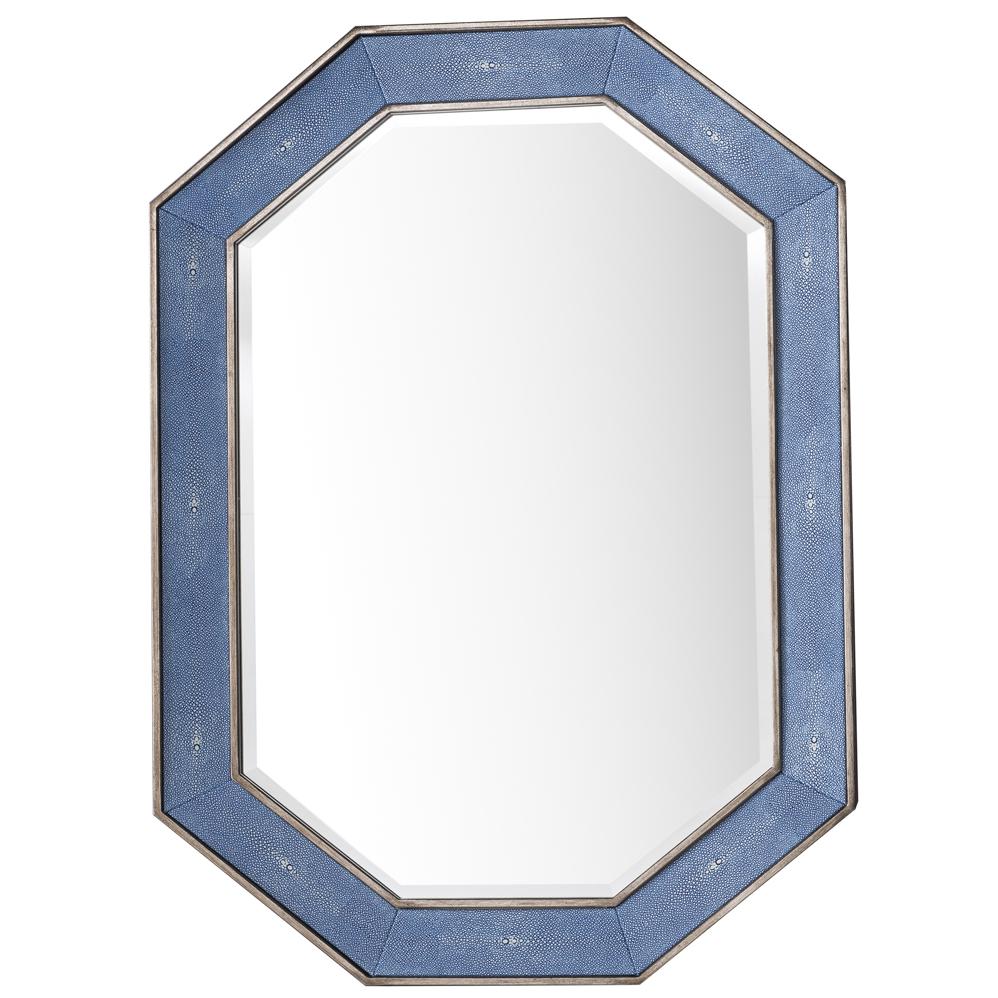 Tangent 30" Mirror, Silver w/ Delft Blue. Picture 1