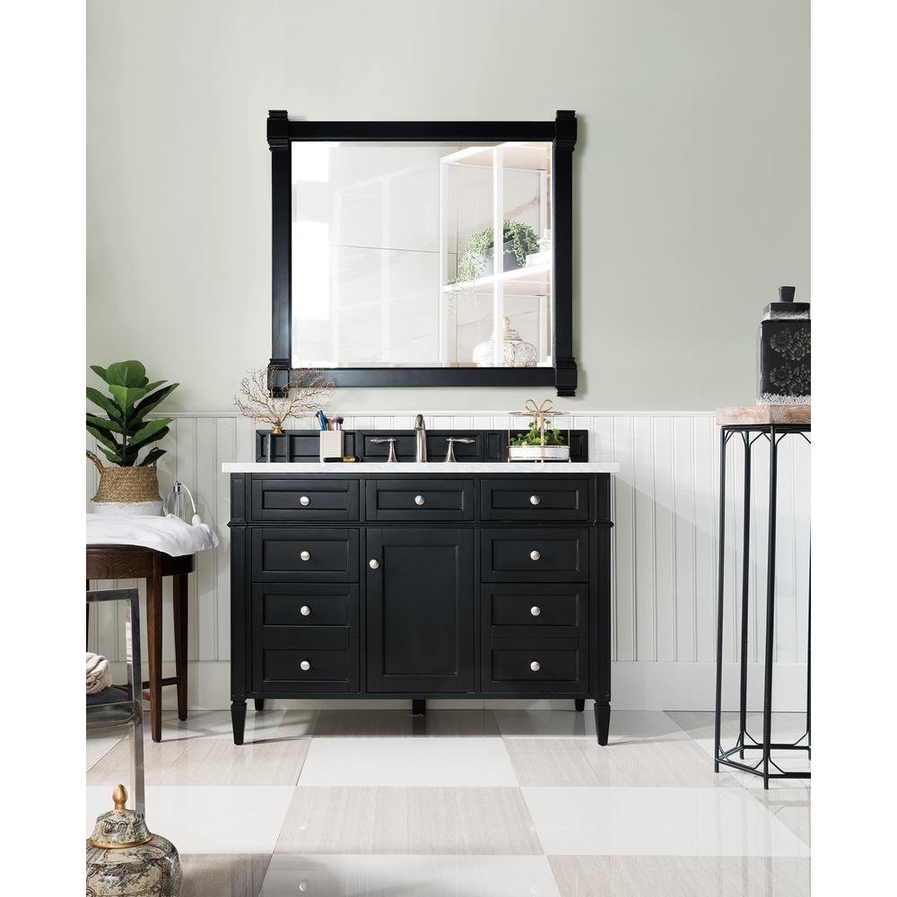 Brittany 48" Black Onyx Single Vanity w/ 3 CM Carrara Marble Top. Picture 2