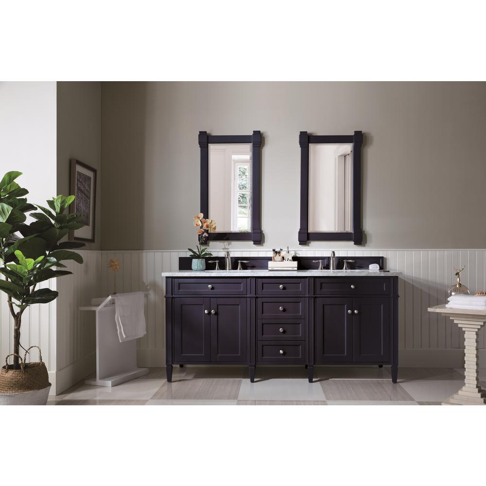 Brittany 72" Victory Blue Double Vanity w/ 3 CM Carrara Marble Top. Picture 2