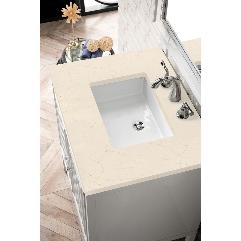 Athens 30" Single Vanity Cabinet, Glossy White, w/ 3 CM Eternal Marfil Top. Picture 3