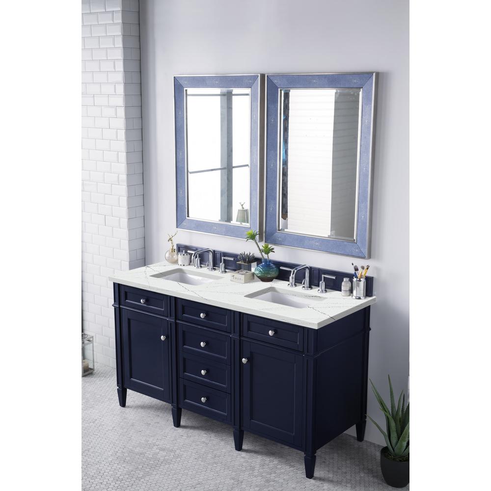 Brittany 60" Victory Blue Double Vanity w/ 3 CM Ethereal Noctis Quartz Top. Picture 3