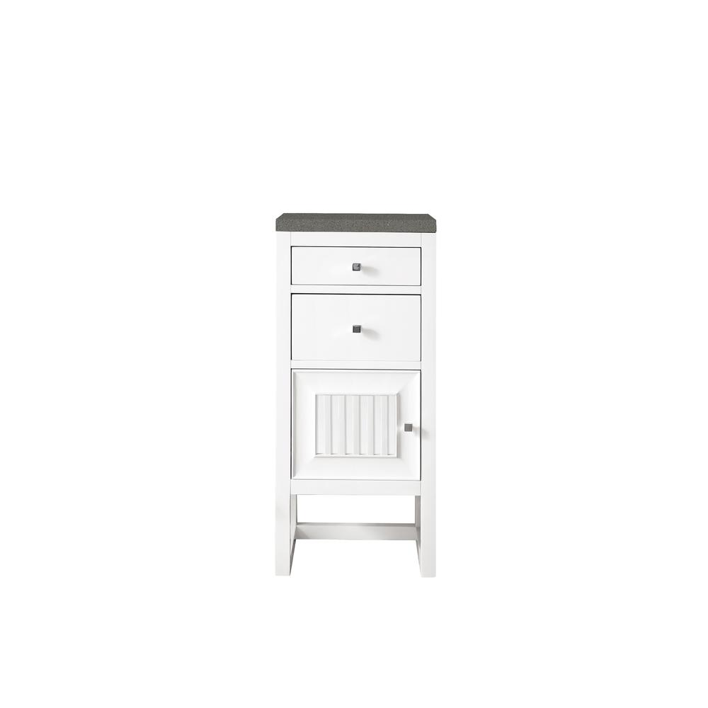 Athens 15" Cabinet w/ Drawers & Door, Glossy White w/ 3 CM Grey Expo Quartz Top. Picture 1