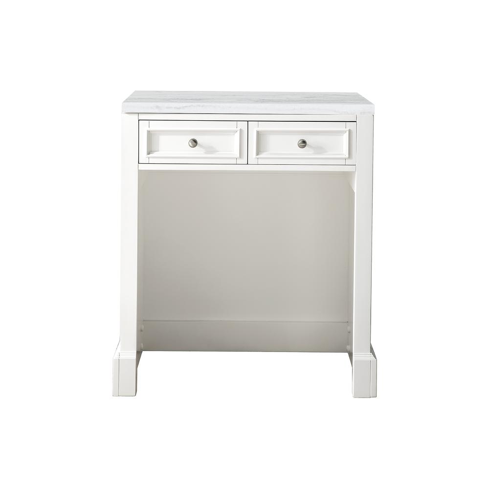 30"  Countertop  Unit (makeup counter), Bright White w/ Solid Surface Top. Picture 1