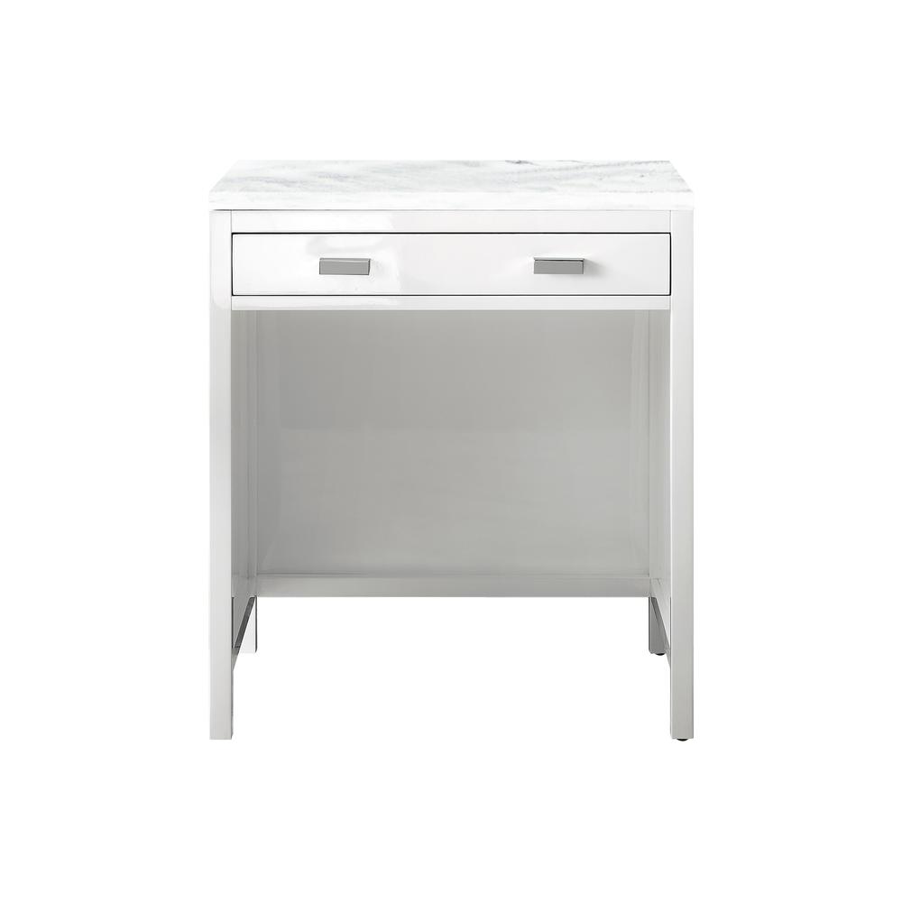 30" Free-standing Countertop Unit (Makeup Counter), White w/ Solid Surface Top. Picture 1