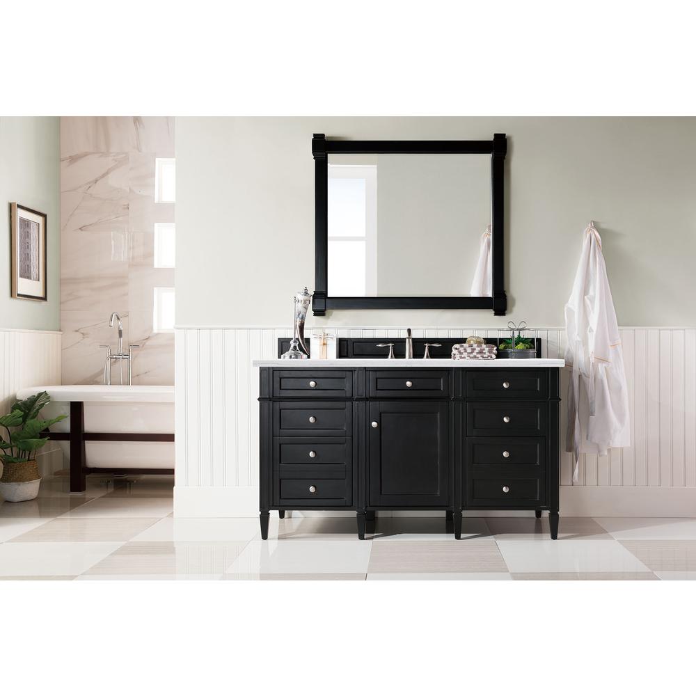 Brittany 60" Single Vanity, Black Onyx w/ 3 CM Arctic Fall Solid Surface Top. Picture 2