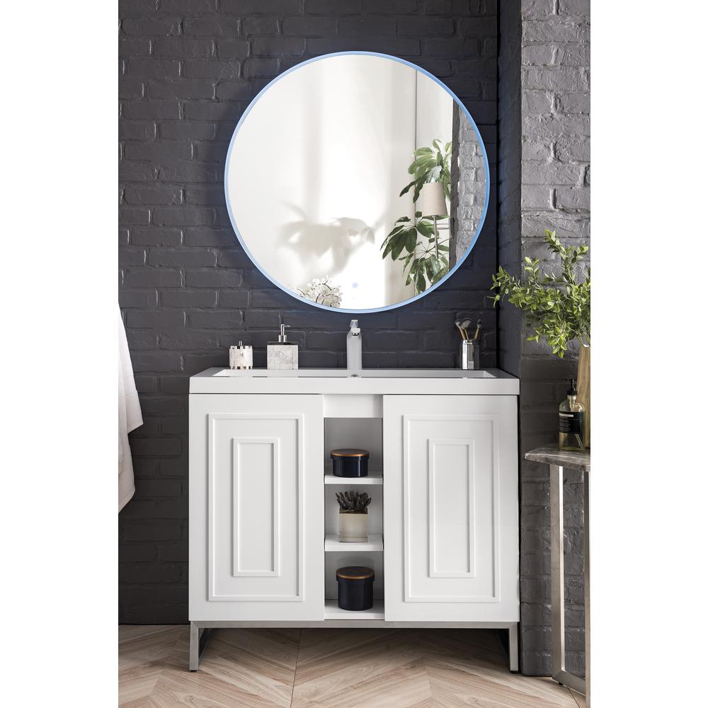39.5" Single Vanity Cabinet, White, Brushed Nickel w/White Composite Countertop. Picture 2