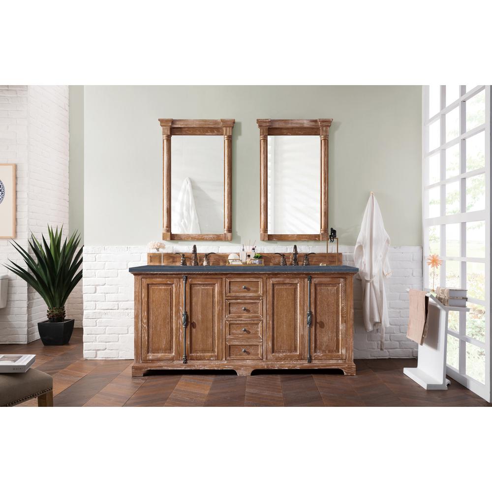 72" Double Vanity Cabinet, Driftwood, w/ 3 CM Charcoal Soapstone Quartz Top. Picture 2