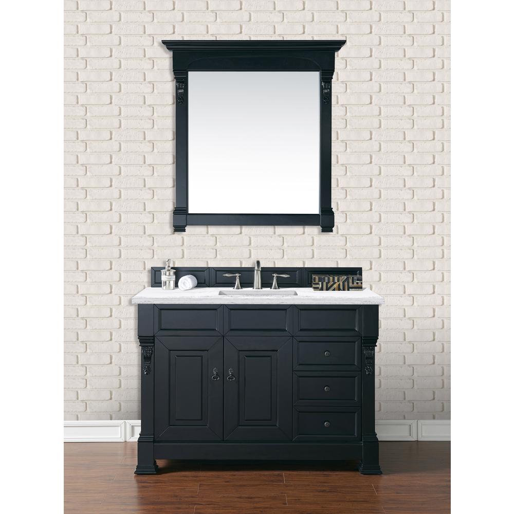 48" Single Vanity, Antique Black w/ 3 CM Arctic Fall Solid Surface Top. Picture 2