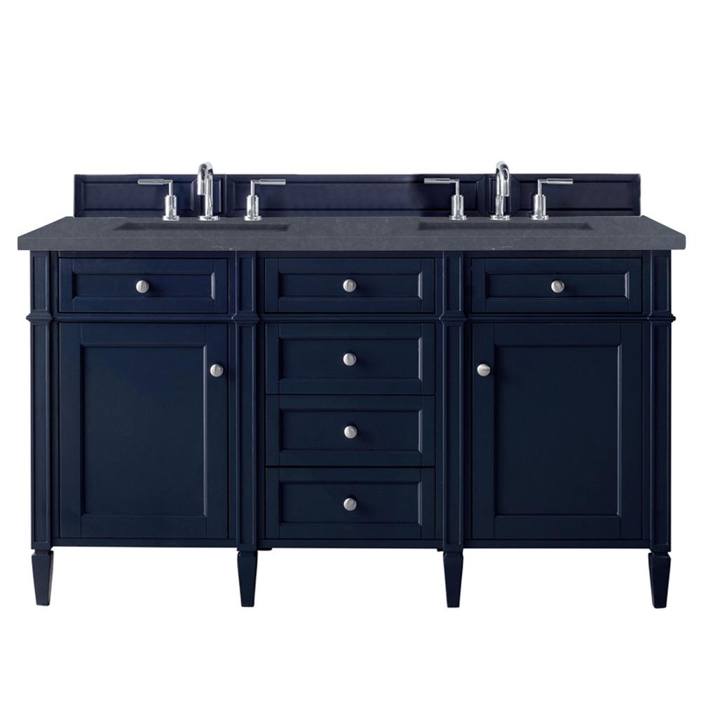 Brittany 60" Victory Blue Double Vanity w/ 3 CM Charcoal Soapstone Quartz Top. Picture 1
