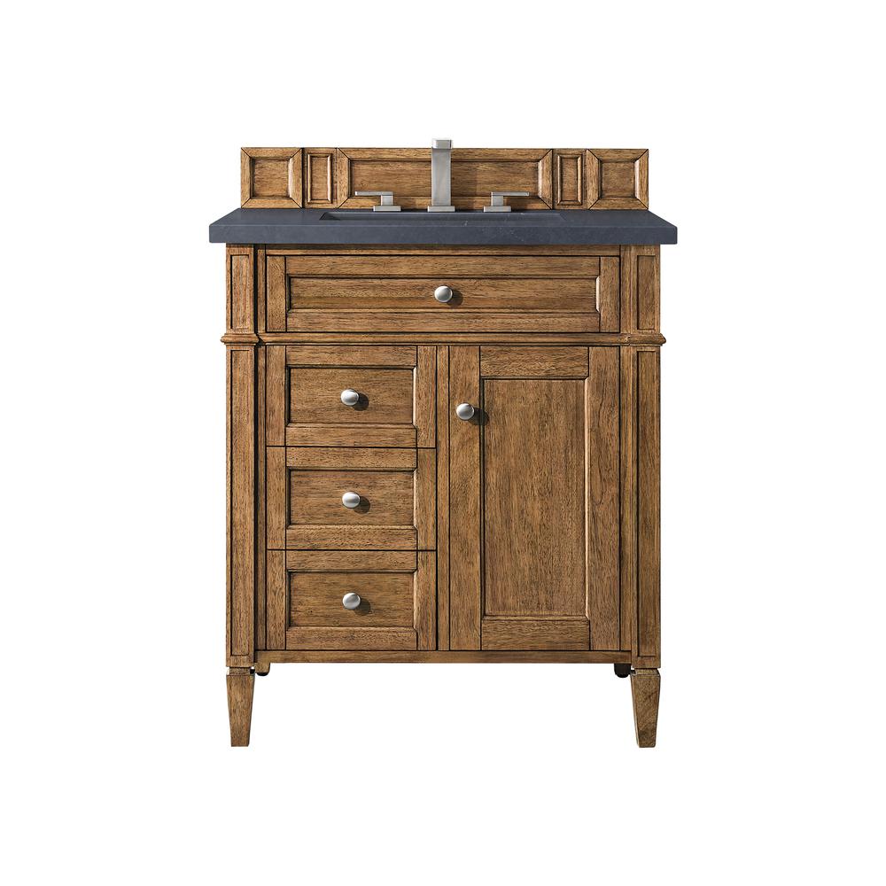 Brittany 30" Single Vanity, Saddle Brown, w/ 3 CM Charcoal Soapstone Quartz Top. Picture 1
