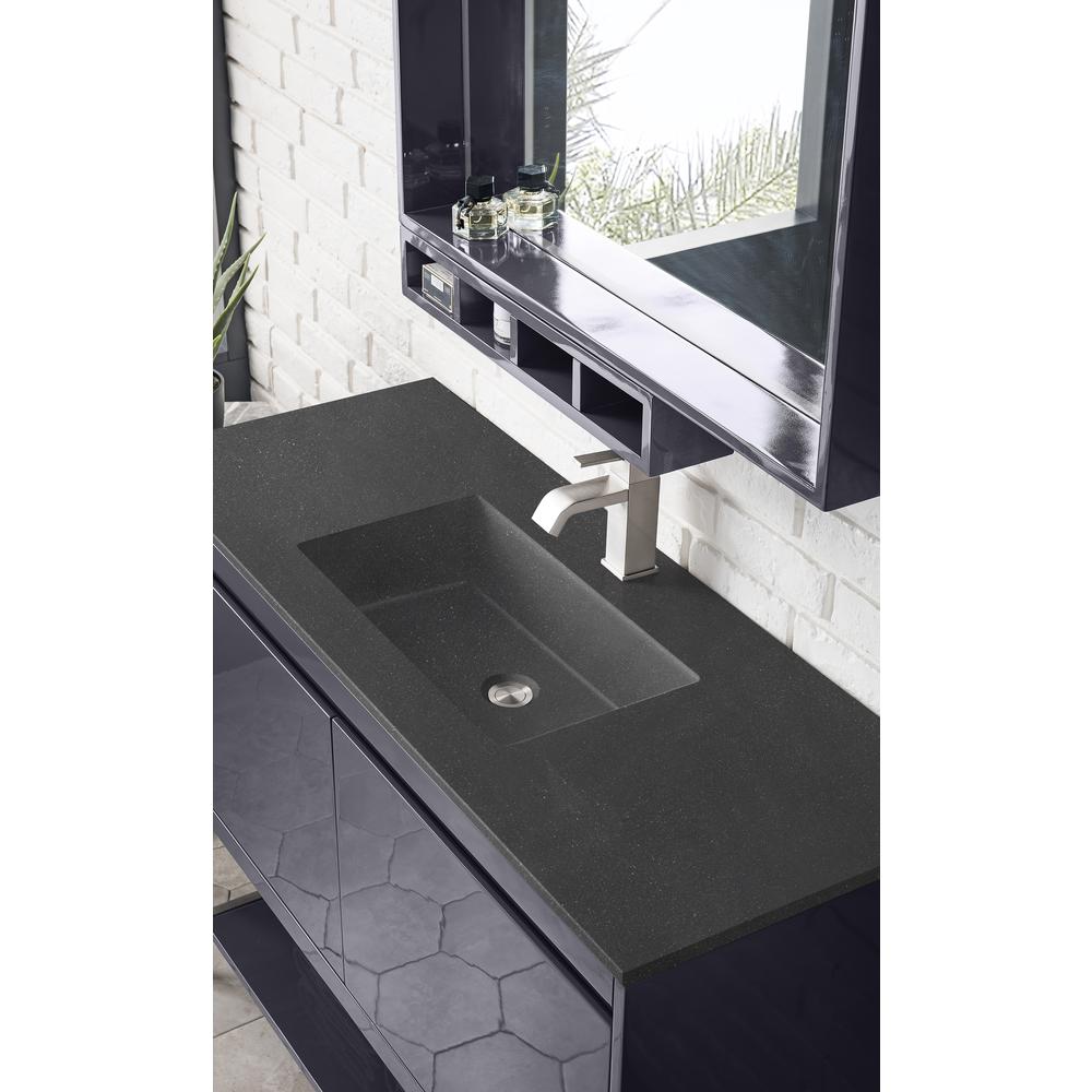 47.3" Single Vanity Cabinet, Modern Grey Glossy, Brushed Nickel Composite Top. Picture 5