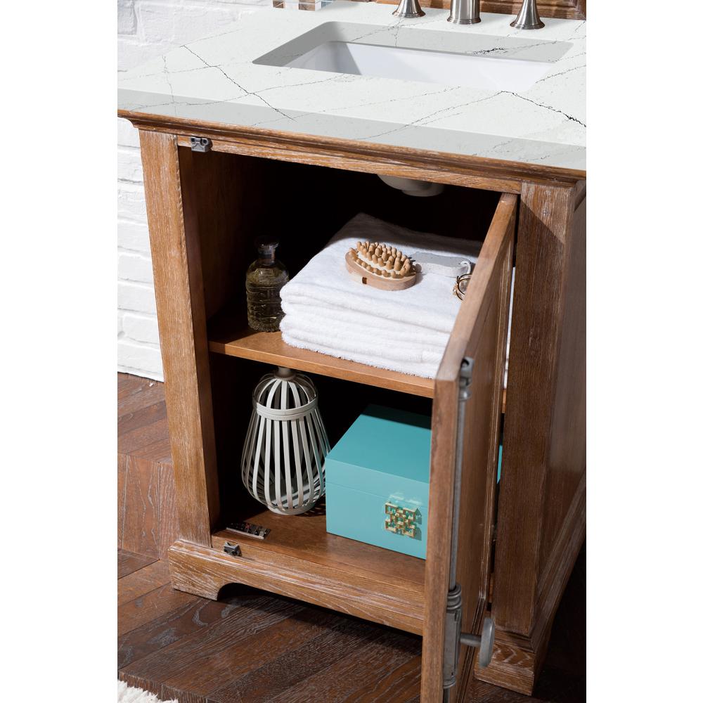 26" Single Vanity Cabinet, Driftwood, w/ 3 CM Ethereal Noctis Quartz Top. Picture 4