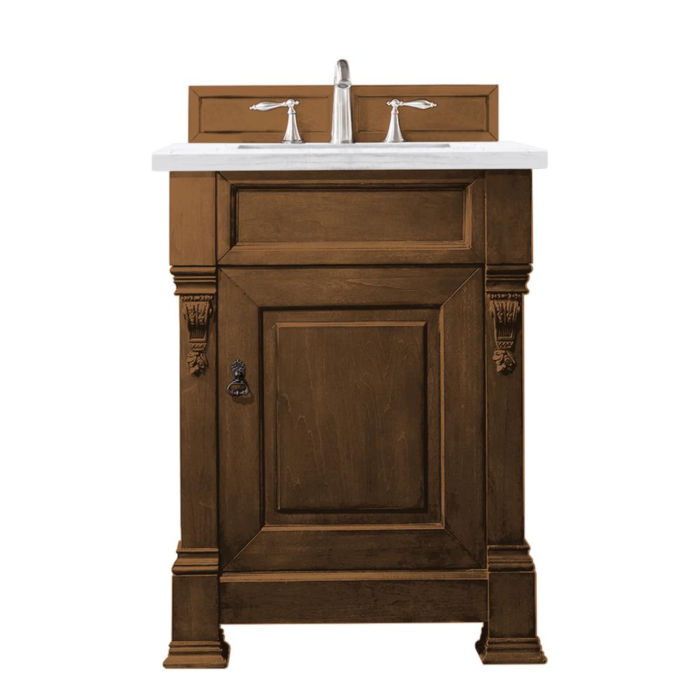 Brookfield 26" Single Vanity, Country Oak w/ 3 CM Arctic Fall Solid Surface Top. Picture 1