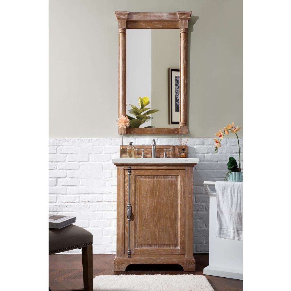 26" Single Vanity Cabinet, Driftwood, w/ 3 CM Ethereal Noctis Quartz Top. Picture 2
