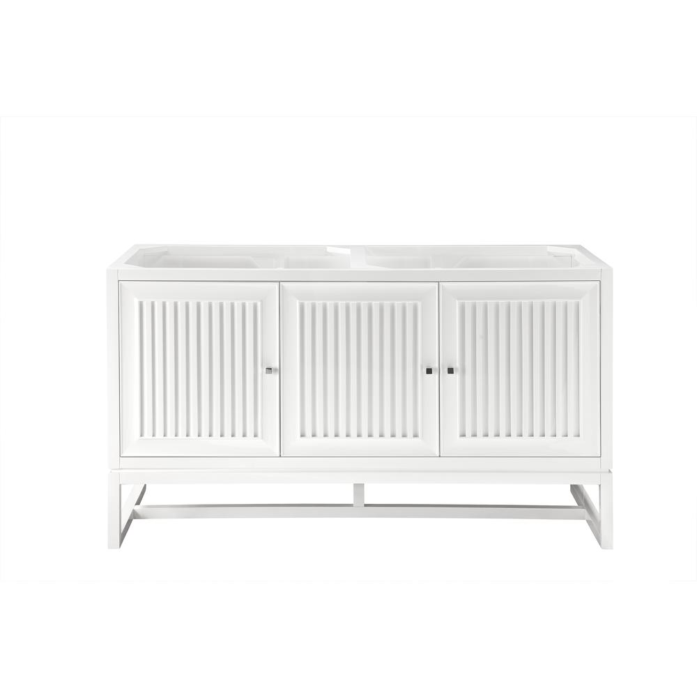 Athens 60" Double Vanity Cabinet, Glossy White. Picture 1