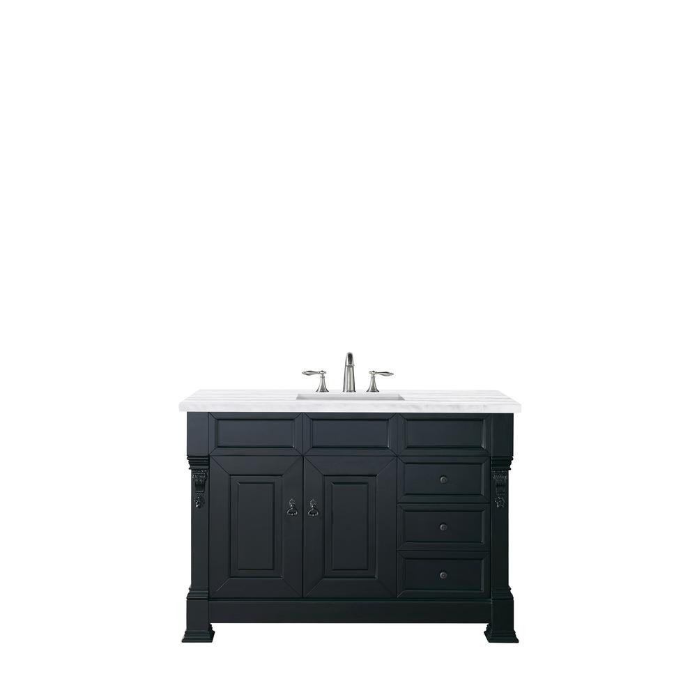 48" Single Vanity, Antique Black w/ 3 CM Arctic Fall Solid Surface Top. Picture 1