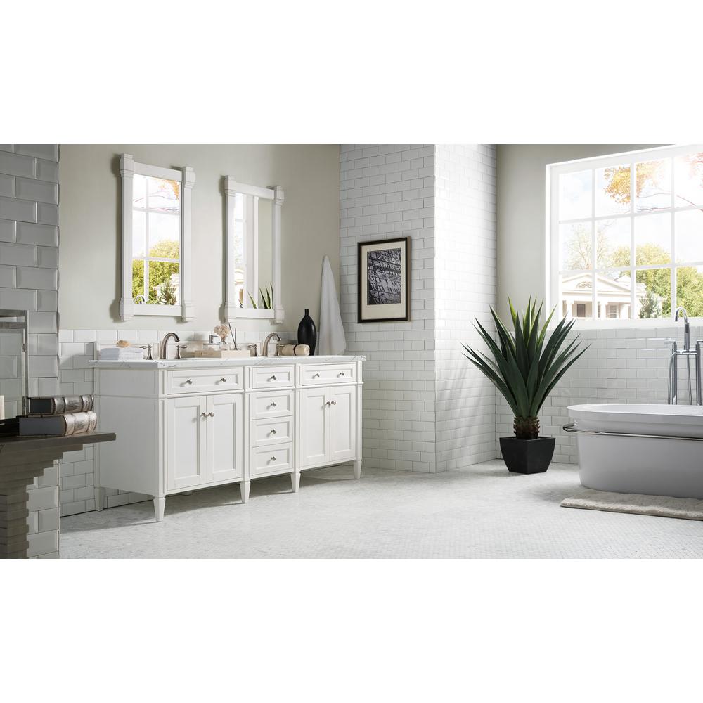 Brittany 72" Bright White Double Vanity w/ 3 CM Ethereal Noctis Quartz Top. Picture 3