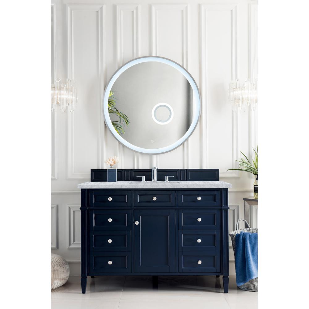 Brittany 48" Victory Blue Single Vanity w/ 3 CM Carrara Marble Top. Picture 2