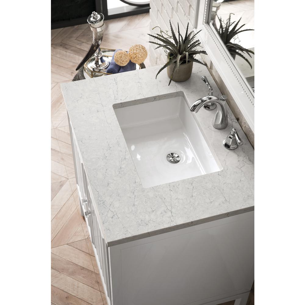 30" Single Vanity Cabinet, Glossy White, Quartz Top. Picture 3