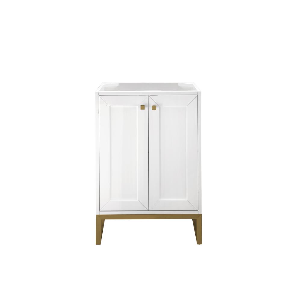 Chianti 24" Single Vanity Cabinet, Glossy White, Radiant Gold. Picture 1