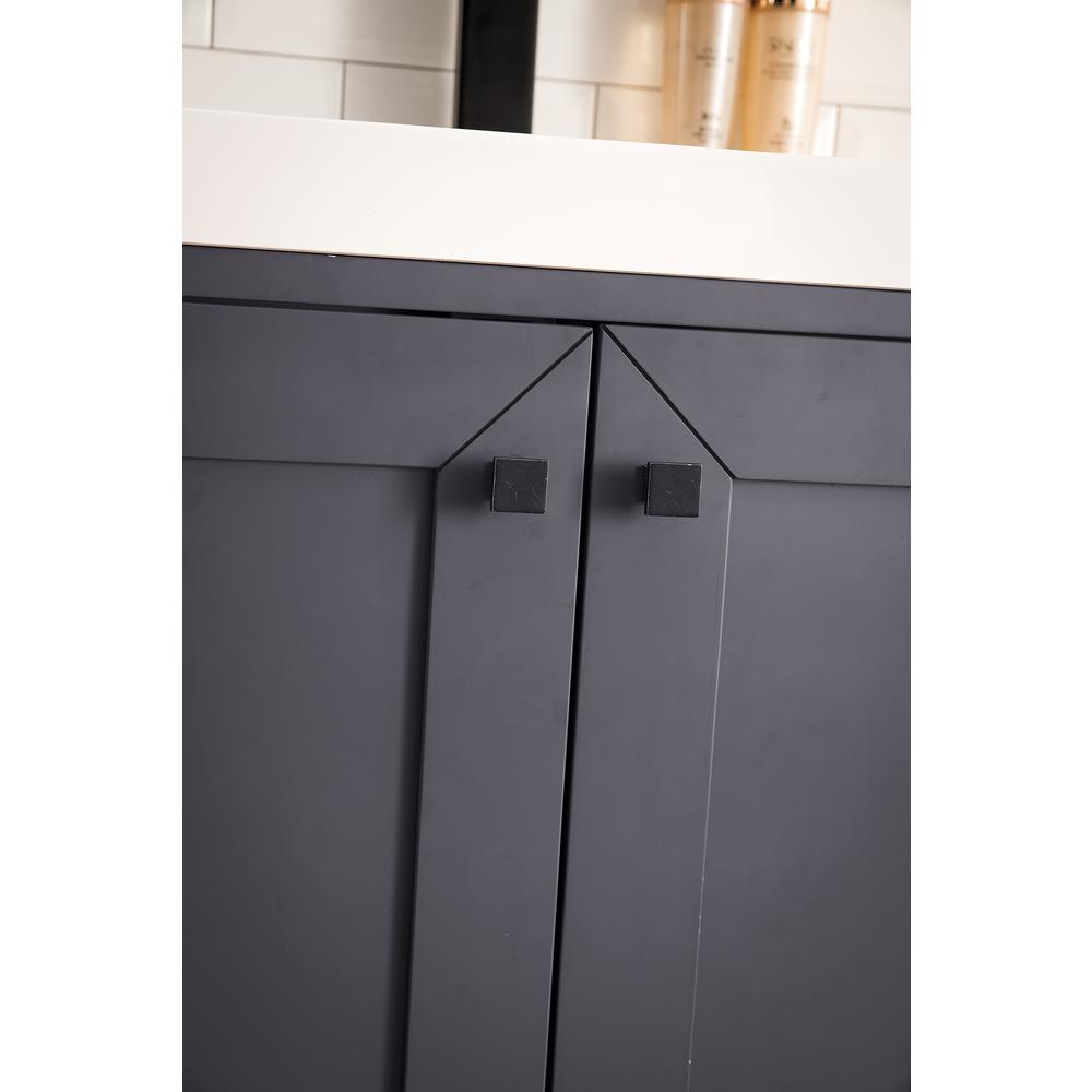 20" Single Vanity Cabinet, Mineral Grey, Matte Black, Composite Countertop. Picture 8