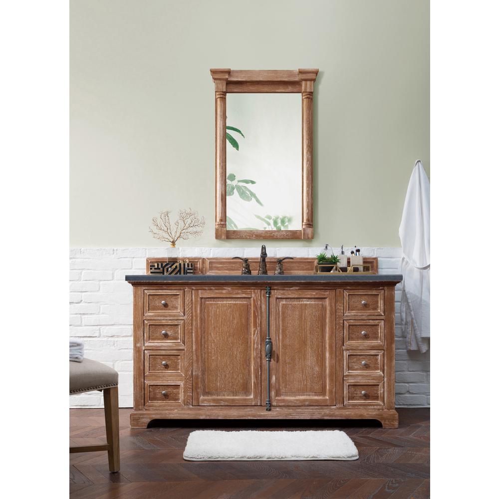 60" Single Vanity Cabinet, Driftwood, w/ 3 CM Charcoal Soapstone Quartz Top. Picture 2