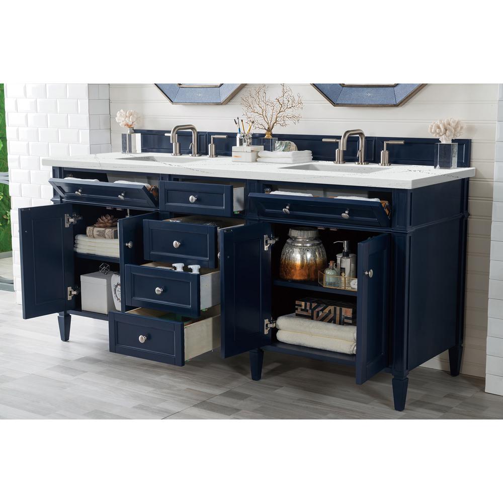 Brittany 72" Victory Blue Double Vanity w/ 3 CM Ethereal Noctis Quartz Top. Picture 4