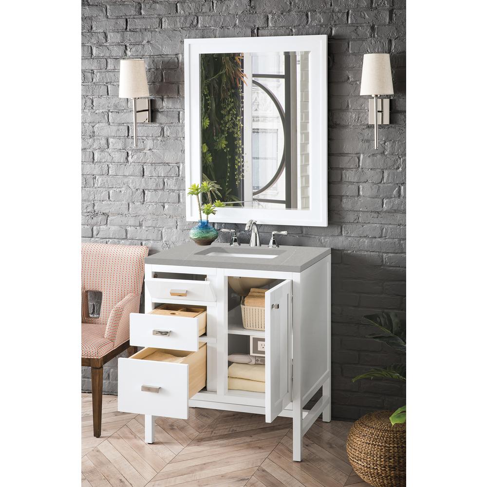 Addison 30" Single Vanity Cabinet, Glossy White, w/ 3 CM Eternal Serena Top. Picture 4
