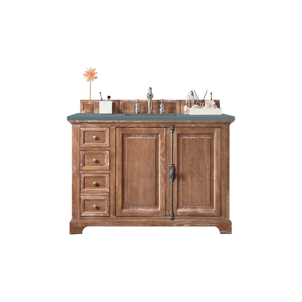 Providence 48" Single Vanity Cabinet, Driftwood, w/ 3 CM Cala Blue Quartz Top. Picture 1