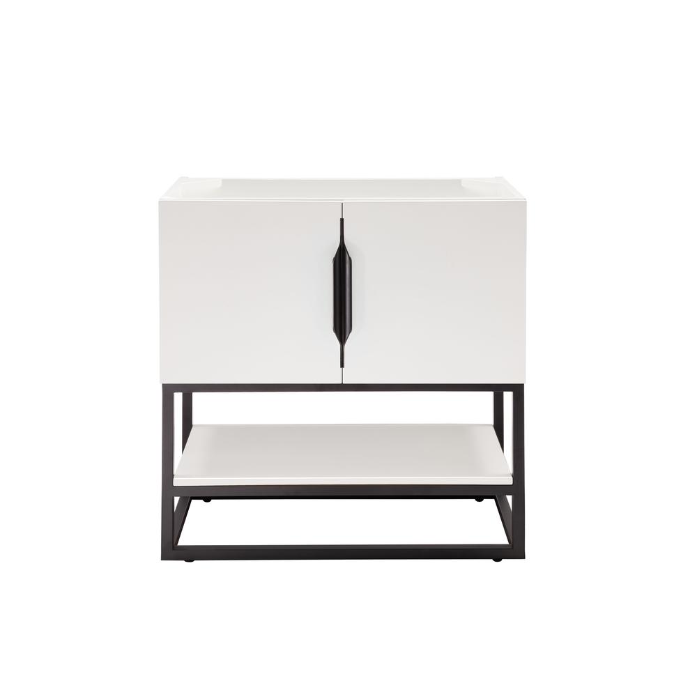 Columbia 31.5" Single Vanity Cabinet, Glossy White, Matte Black. Picture 1