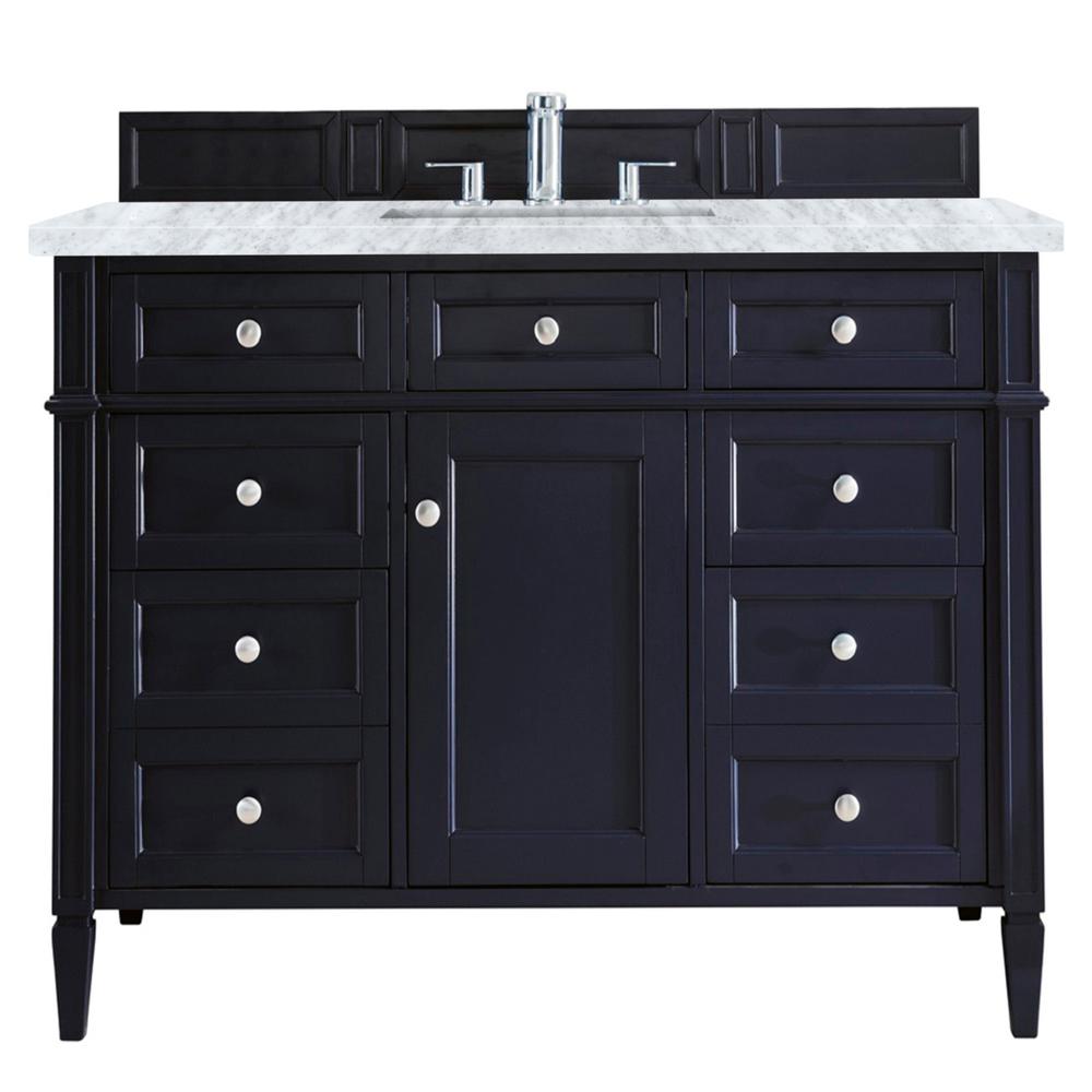 Brittany 48" Victory Blue Single Vanity w/ 3 CM Carrara Marble Top. Picture 1
