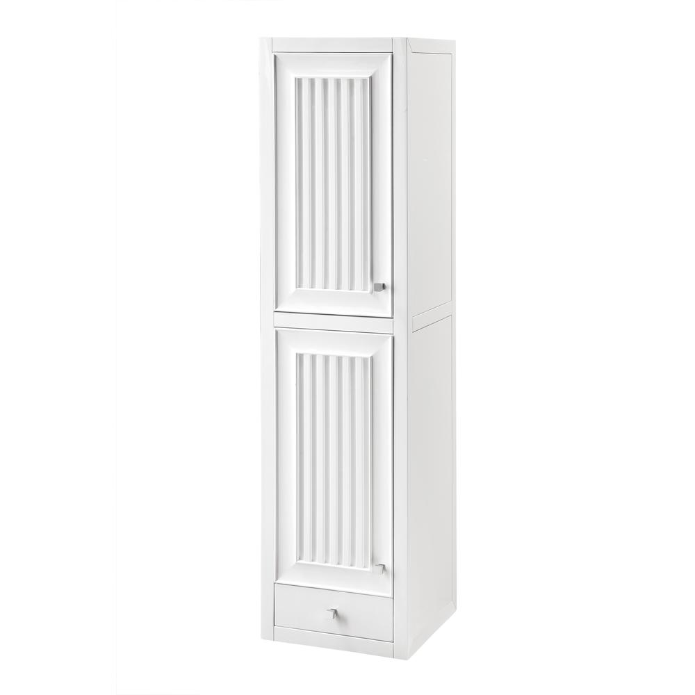 Athens 15" Tower Hutch - Left, Glossy White. Picture 1