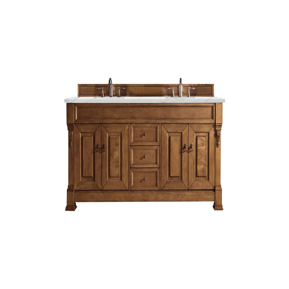 Brookfield 72" Double Vanity, Country Oak w/ 3 CM Ethereal Noctis Quartz Top. Picture 1