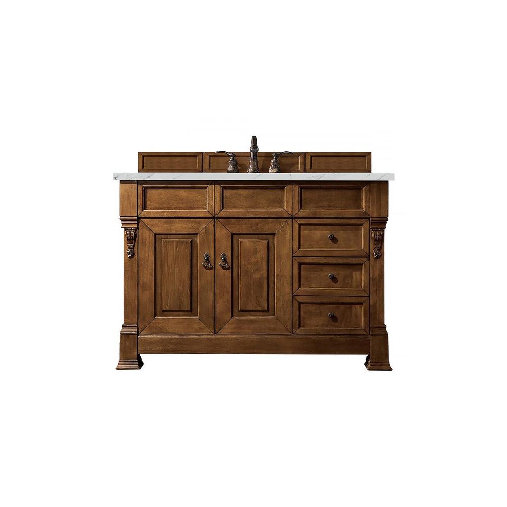 Brookfield 48" Single Vanity, Country Oak w/ 3 CM Ethereal Noctis Quartz Top. Picture 1