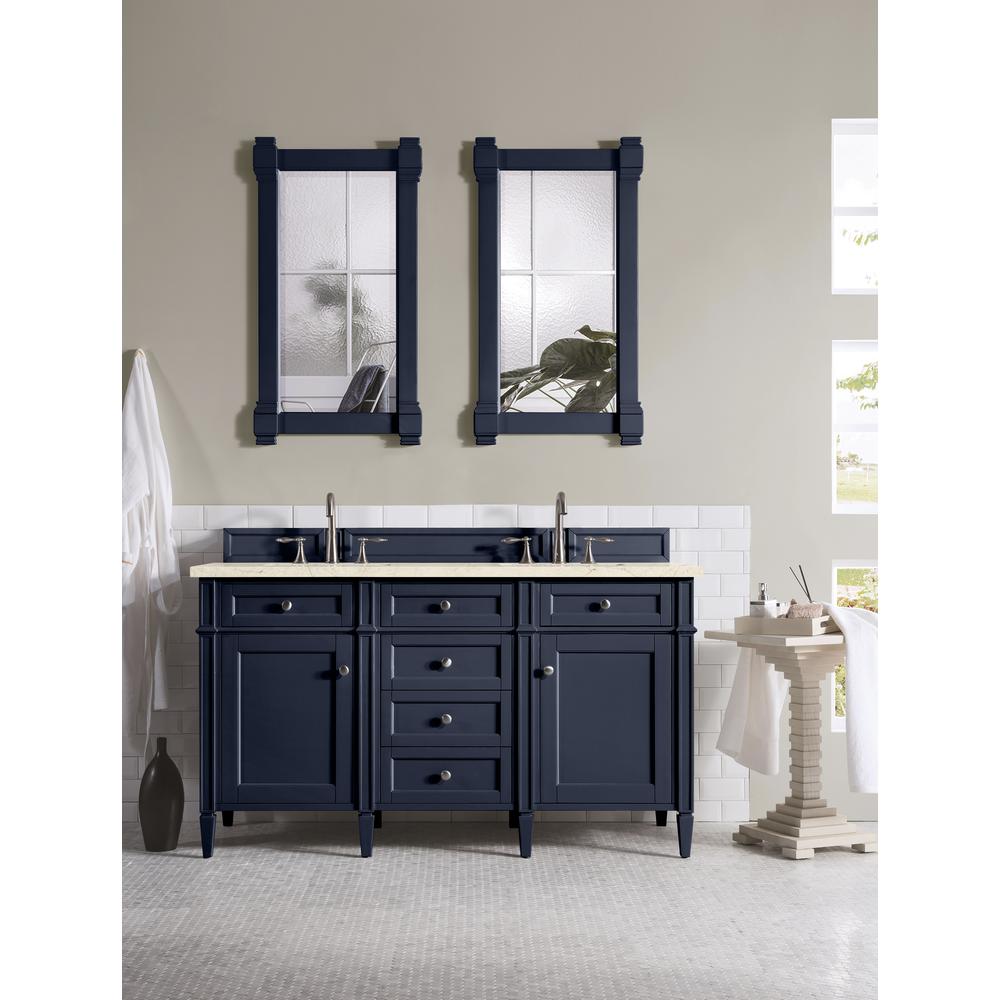 Brittany 60" Victory Blue Double Vanity w/ 3 CM Eternal Marfil Quartz Top. Picture 2