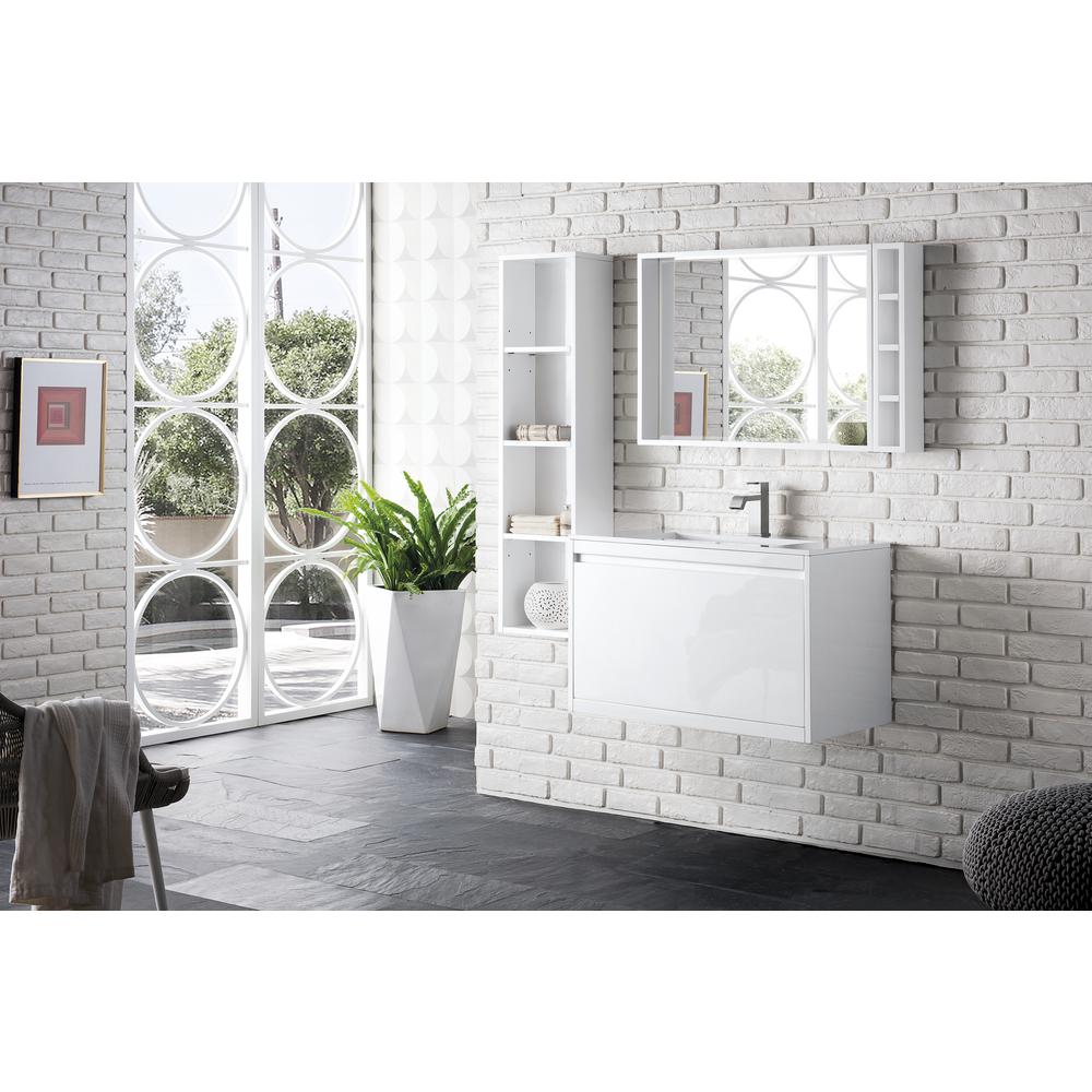 Milan 31.5" Single Vanity Cabinet, Glossy White w/Glossy White Composite Top. Picture 3
