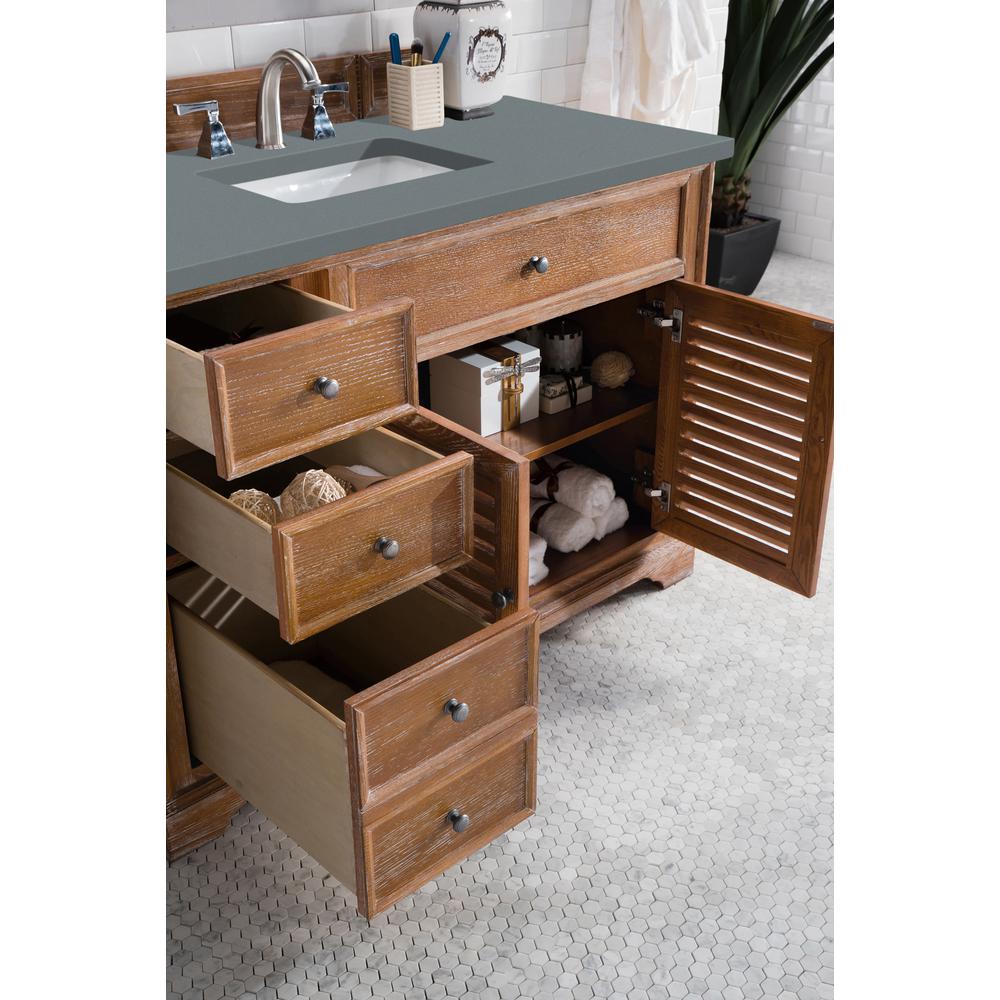 Savannah 48" Single Vanity Cabinet, Driftwood, w/ 3 CM Cala Blue Quartz Top. Picture 4