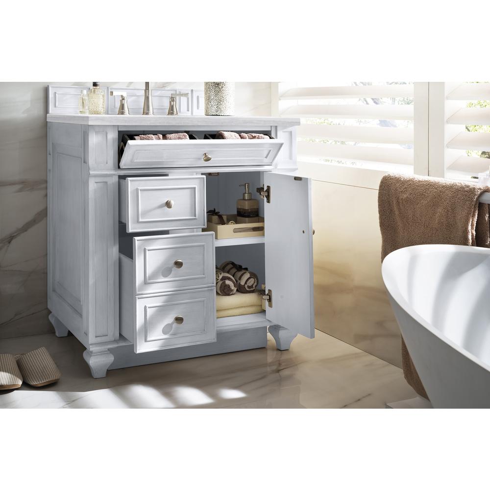 Bristol 30" Single Vanity, Bright White, w/ 3 CM Arctic Fall Solid Surface Top. Picture 4