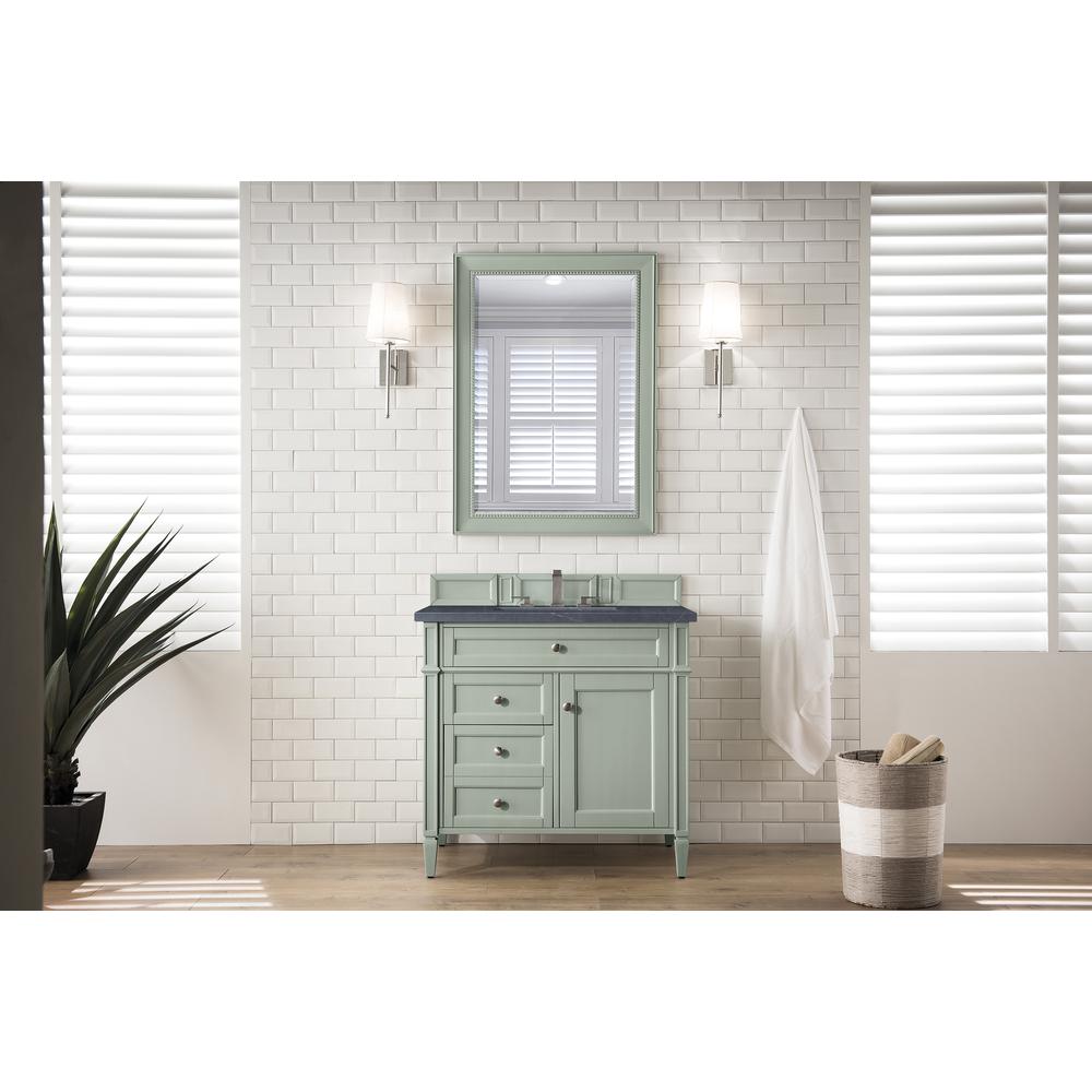 Brittany 36" Sage Green Single Vanity w/ 3 CM Charcoal Soapstone Quartz Top. Picture 2