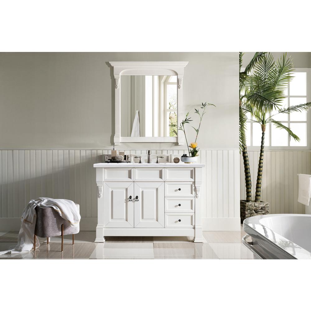 Brookfield 48" Single Vanity, Bright White w/ 3 CM Arctic Fall Solid Surface Top. Picture 2