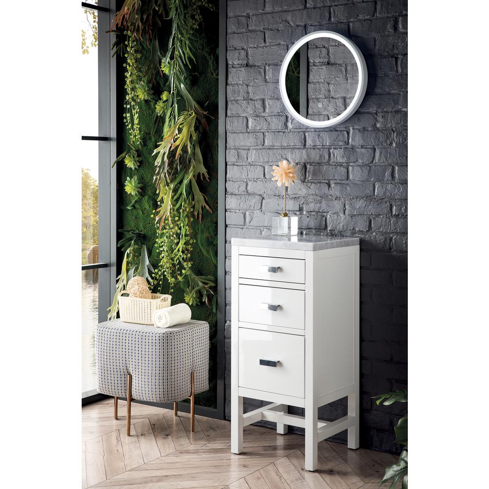 Addison 15"  Base Cabinet w/ Drawers, Glossy White w/ 3 CM Carrara Marble Top. Picture 3