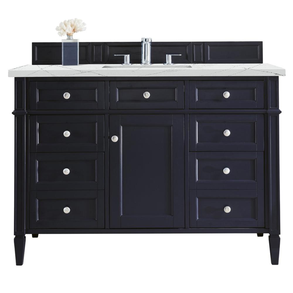 Brittany 48" Victory Blue Single Vanity w/ 3 CM Ethereal Noctis Quartz Top. Picture 1